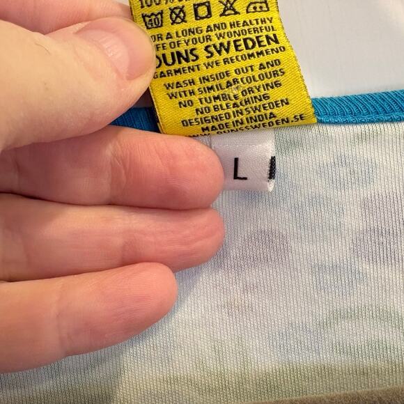 DUNS Sweden Size Large Organic Cotton Purple Blue Pansy Ditsy Floral Pattern - Picture 5 of 5